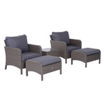 5 Pieces Outdoor Patio Furniture Set Wicker Conversation Set | Gray