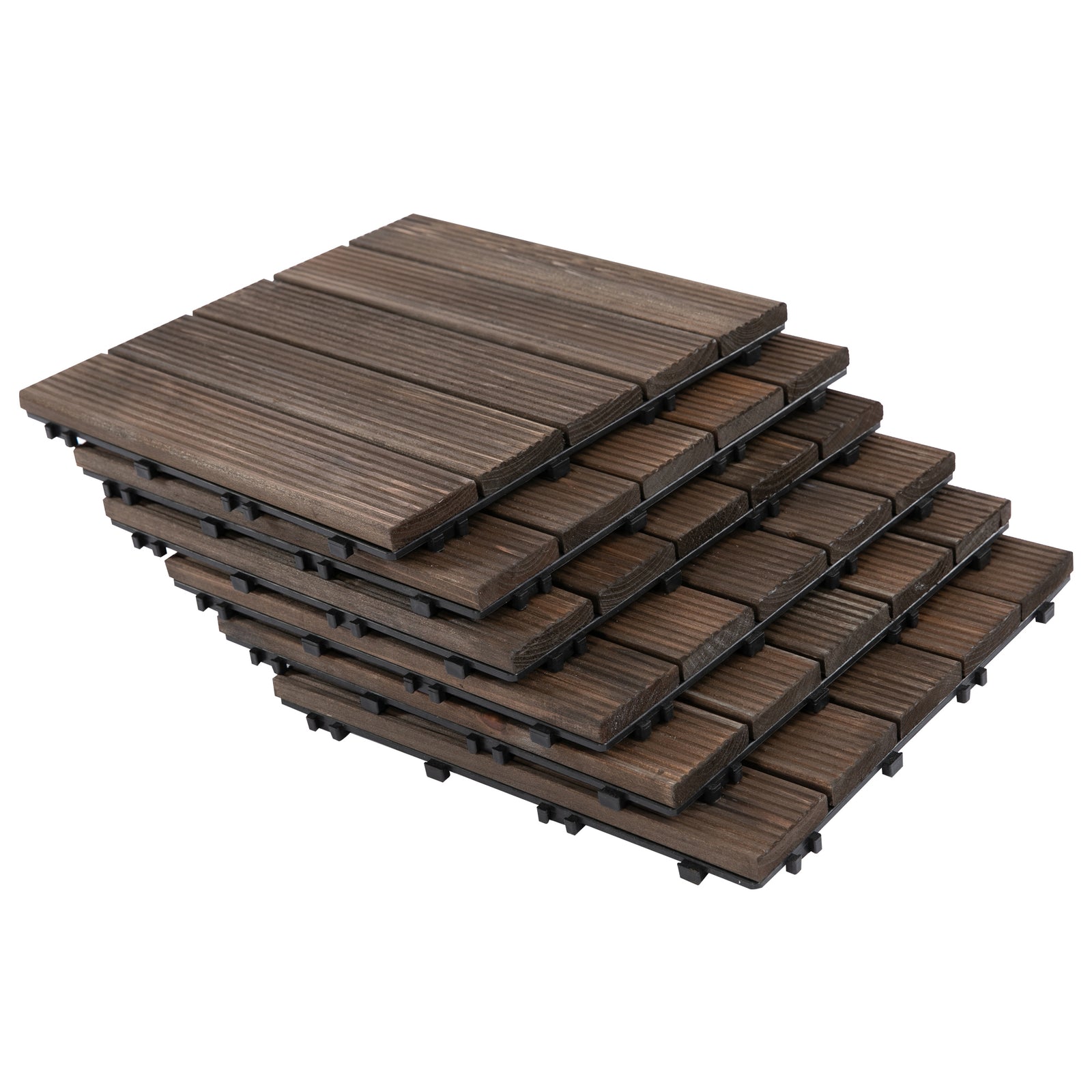 27 Pcs Black Wooden Deck Tiles 30x30 Cm For Patio/deck | Black