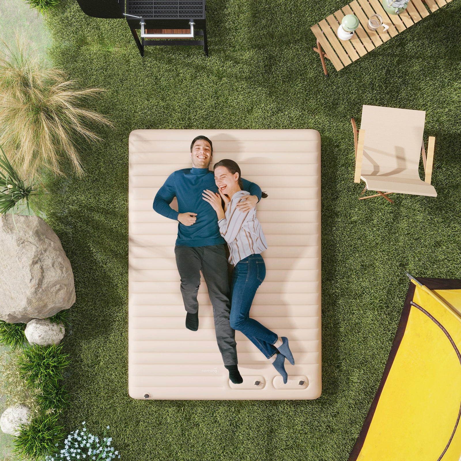 Double Air Bed With Foot Pump Inflatable Mattress | White