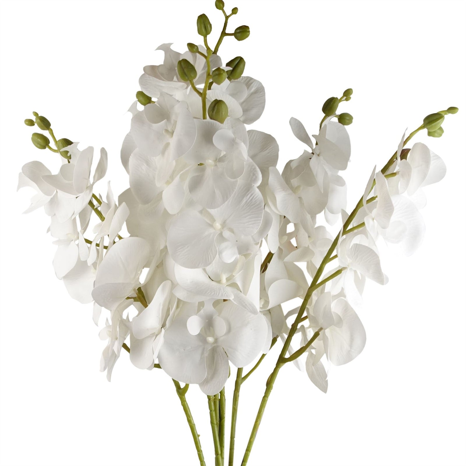 Pack Of 6 X 100cm Artificial Phalaenopsis Orchid White Stem