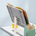 Kids Desk And Chair Set W/ Drawer, Book Stand, Pen Slot | Grey