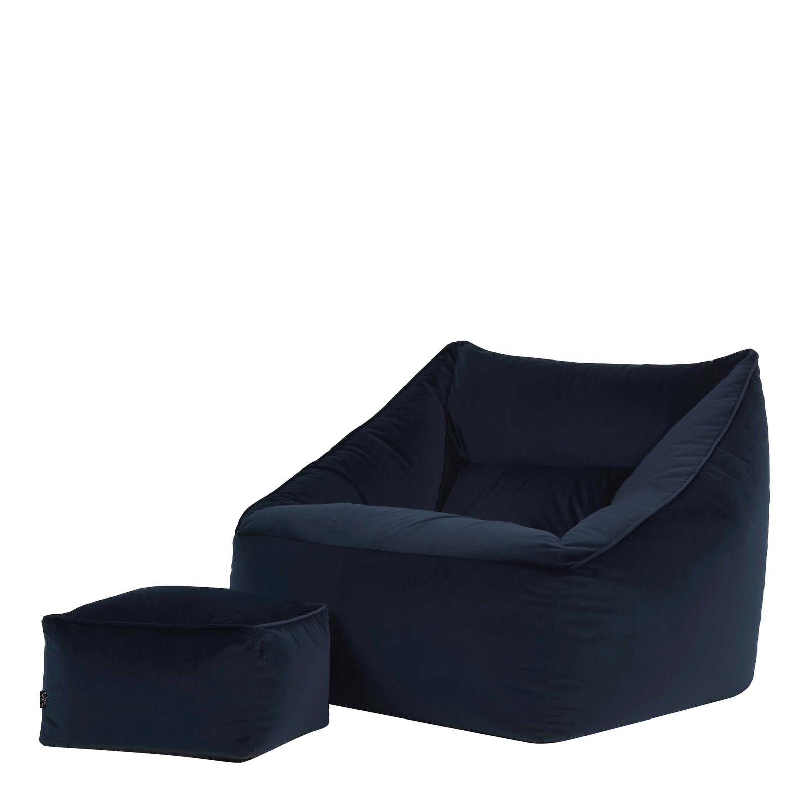 Natalia Velvet Armchair & Footstool Set | Midnight Blue