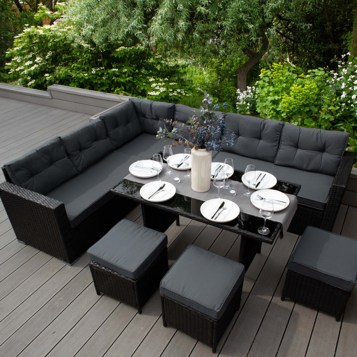 Rattan Corner Set | Black