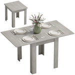 HOMCOM Folding Dining Table For 4-6, Drop Leaf Table For Small Spaces, Grey