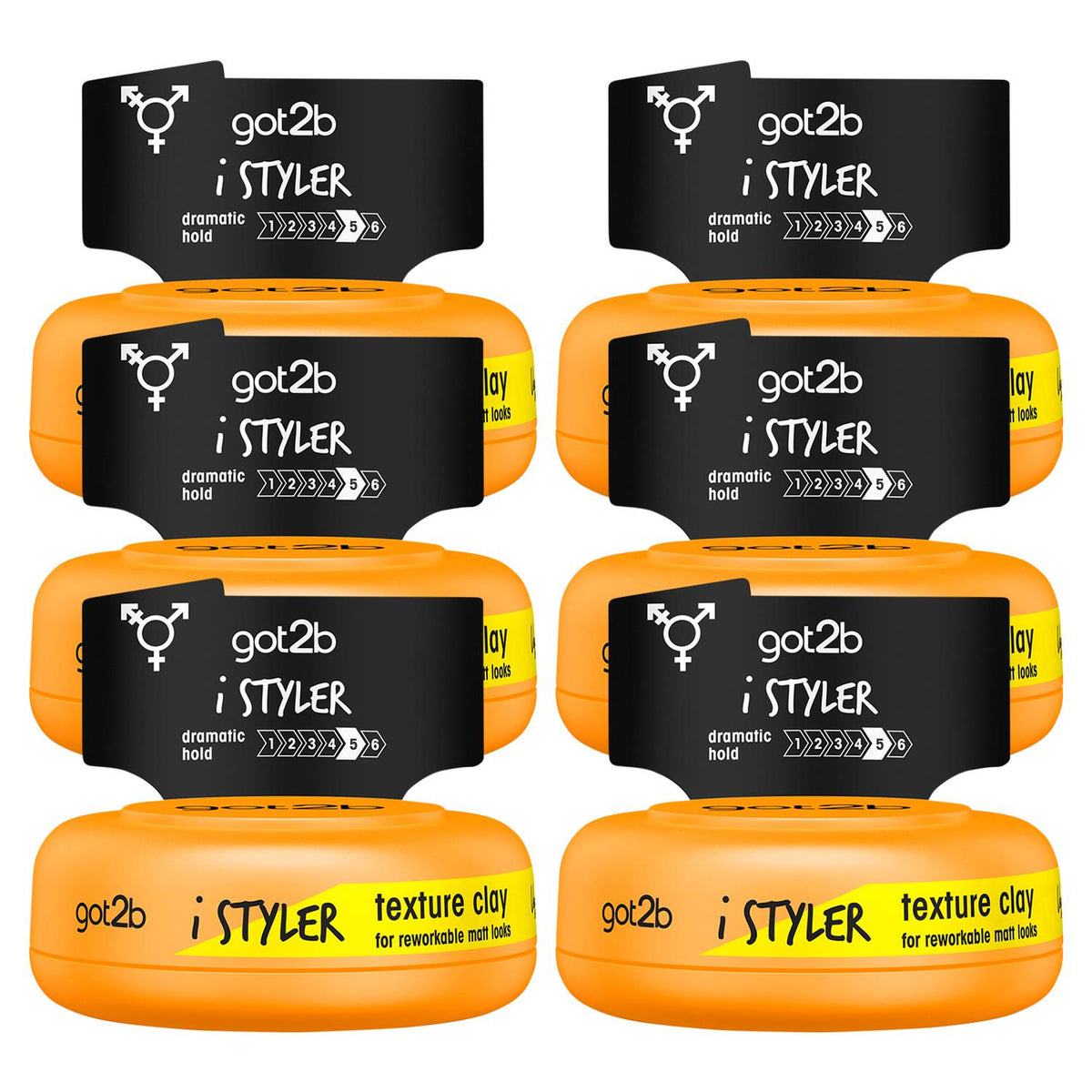 Istylers Texture Styling Hair Clay, Strong Hold And Matt Finish With Carnauba Wax, Multipack 6 X 75 Ml