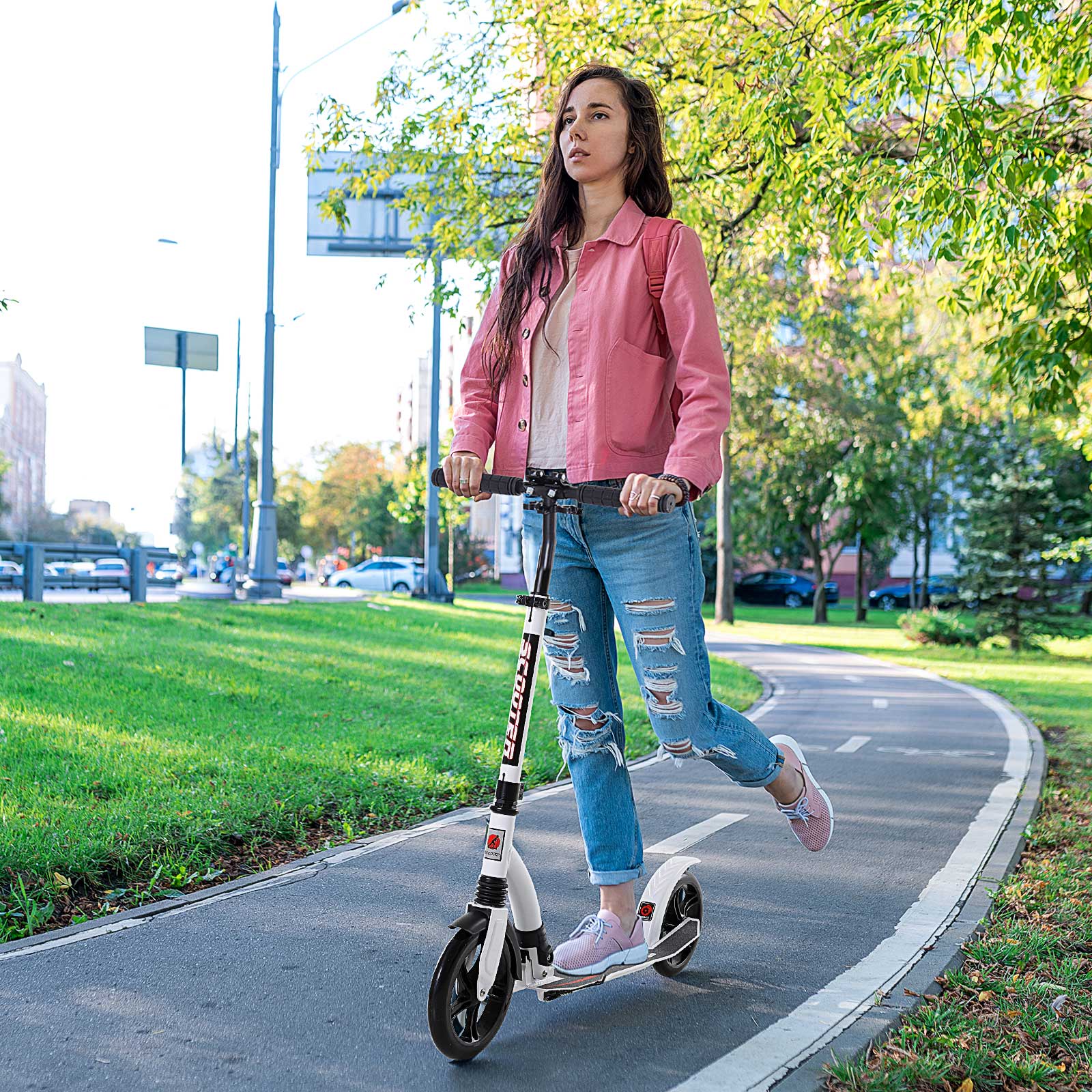 Teens Adult Kick Scooter Foldable Aluminum Teen Toy For 14+ | White
