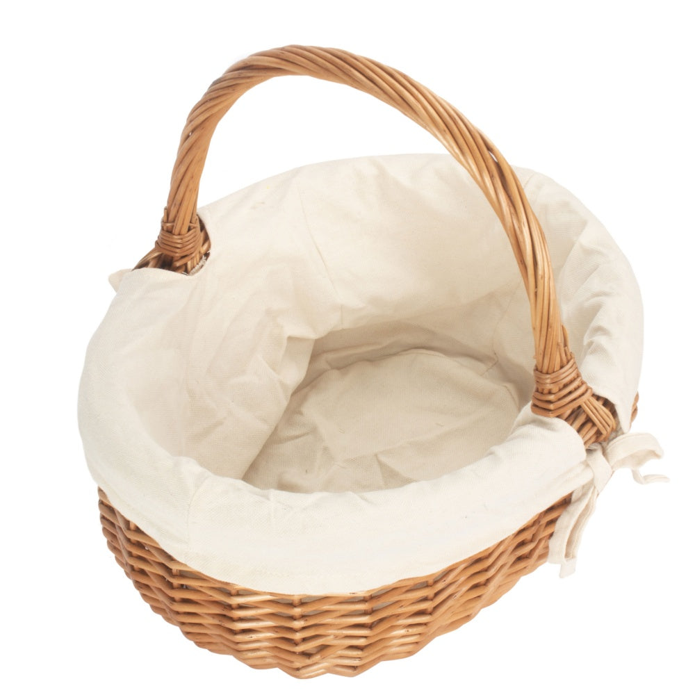 White Cotton Lined Deluxe Wicker Shopping Basket | Small | White