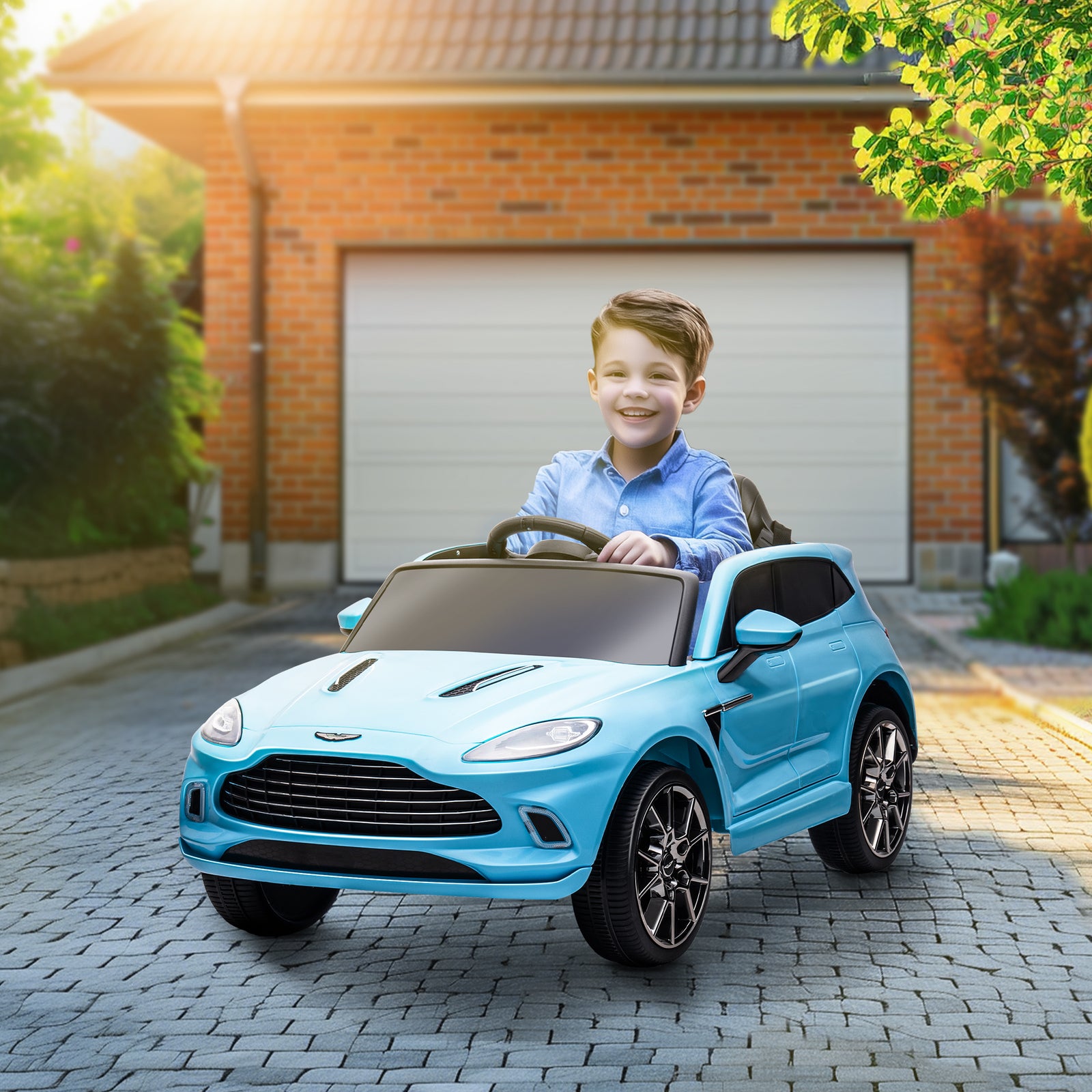 Aston Martin Dbx Licensed 12v Kids Ride On Car W/ 4 Suspension Wheels | Blue