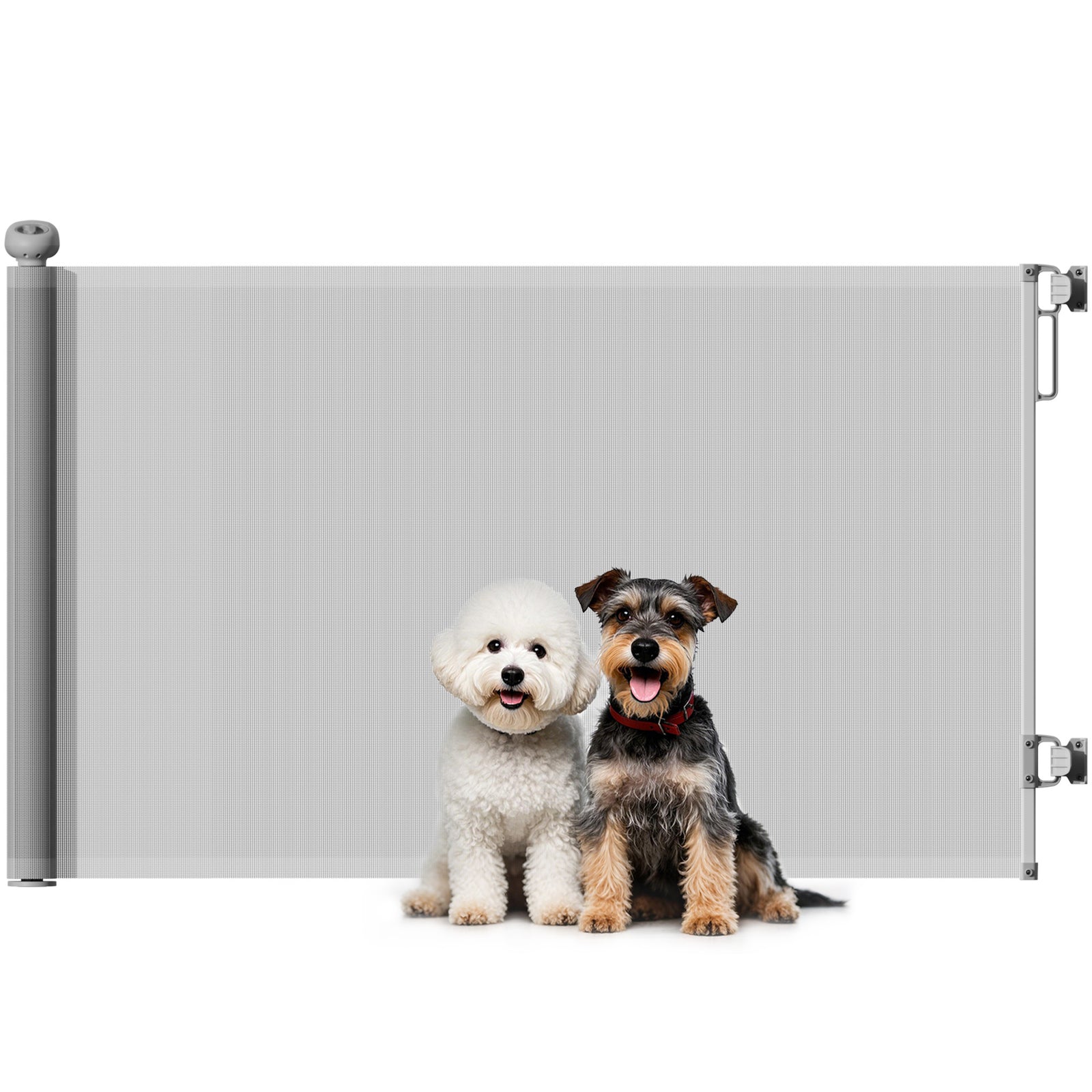 Pawhut Retractable Stair Gate, Dog Gate Extends Up To 140 Cm Wide, Grey