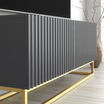 Ripple Tv Unit 100cm - Fluted Design | Dark Grey