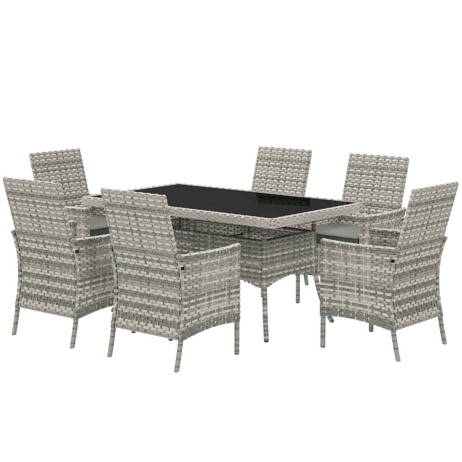 6 Seater Rattan Garden Furniture Set With Cushions | Gray