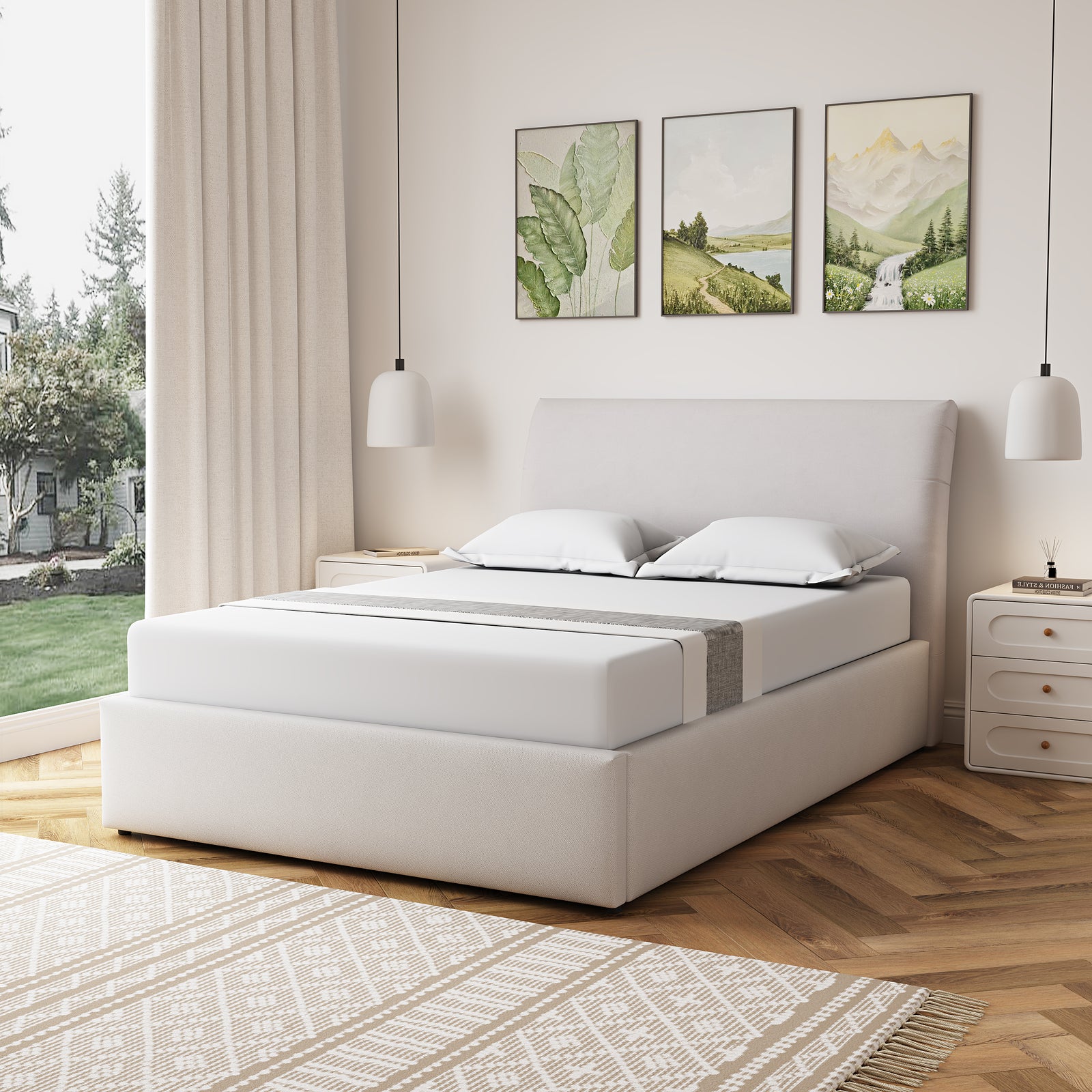 Bethany Fabric Ottoman Bed Frame | Double | Beige