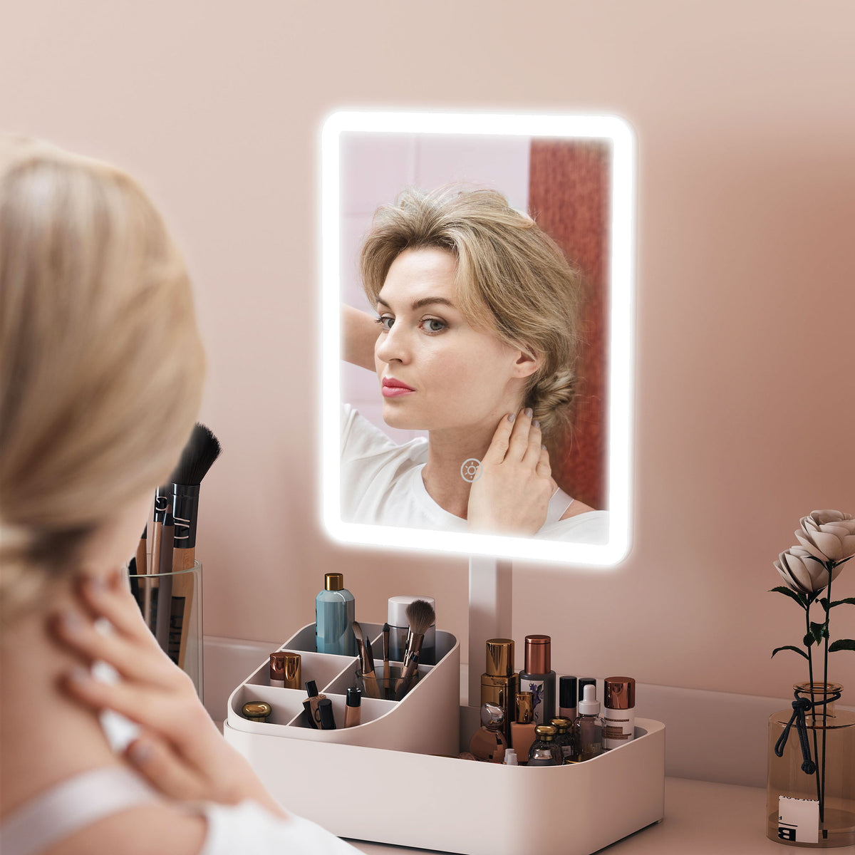 HOMCOM Makeup Mirror, Light Up Mirror With Touch Screen, 2 Lighting Modes