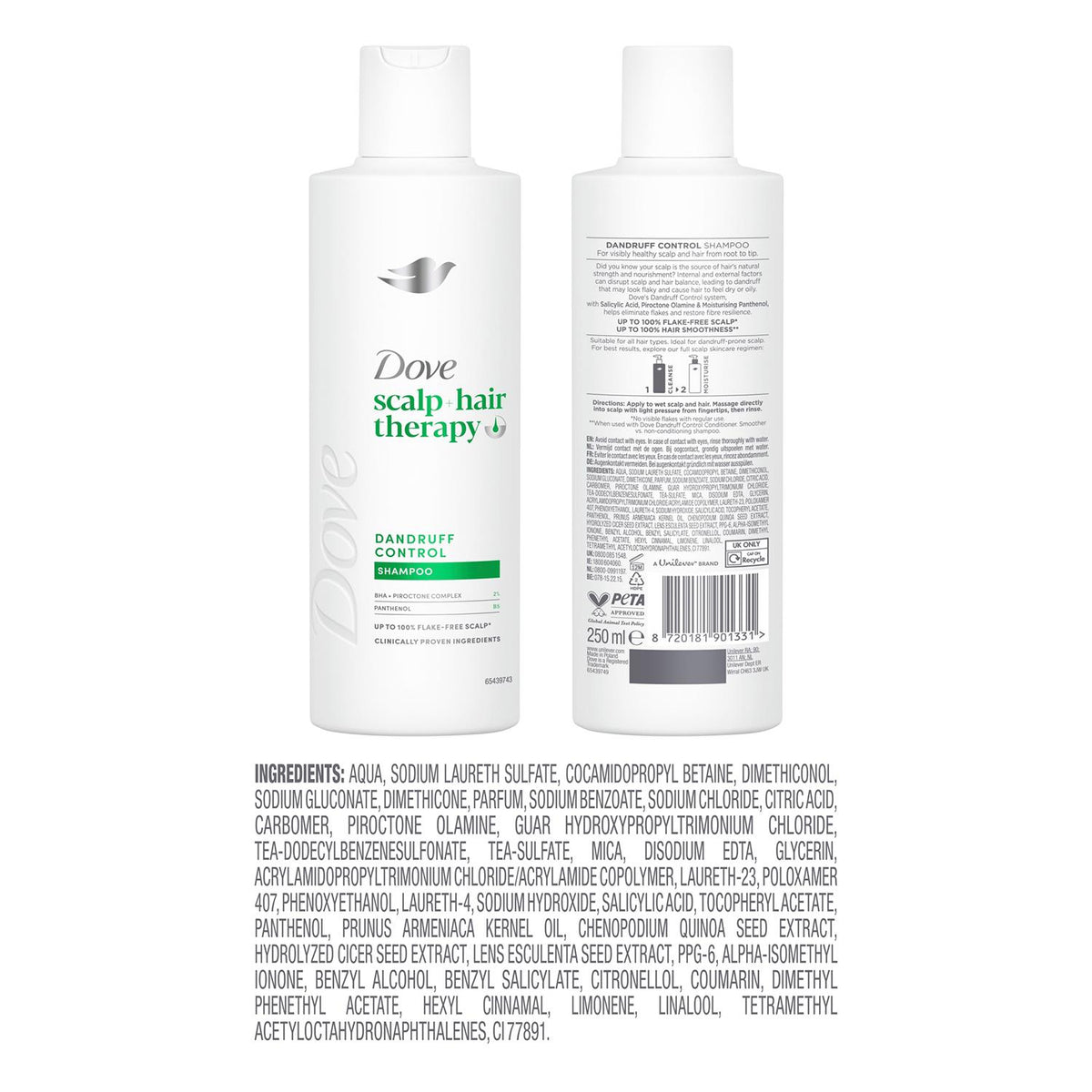 Scalp + Hair Therapy Dandruff Control Shampoo, Salicylic Acid 250ml | Set of 1