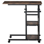 C-shaped Mobile Table, Adjustable Height, 3-tier