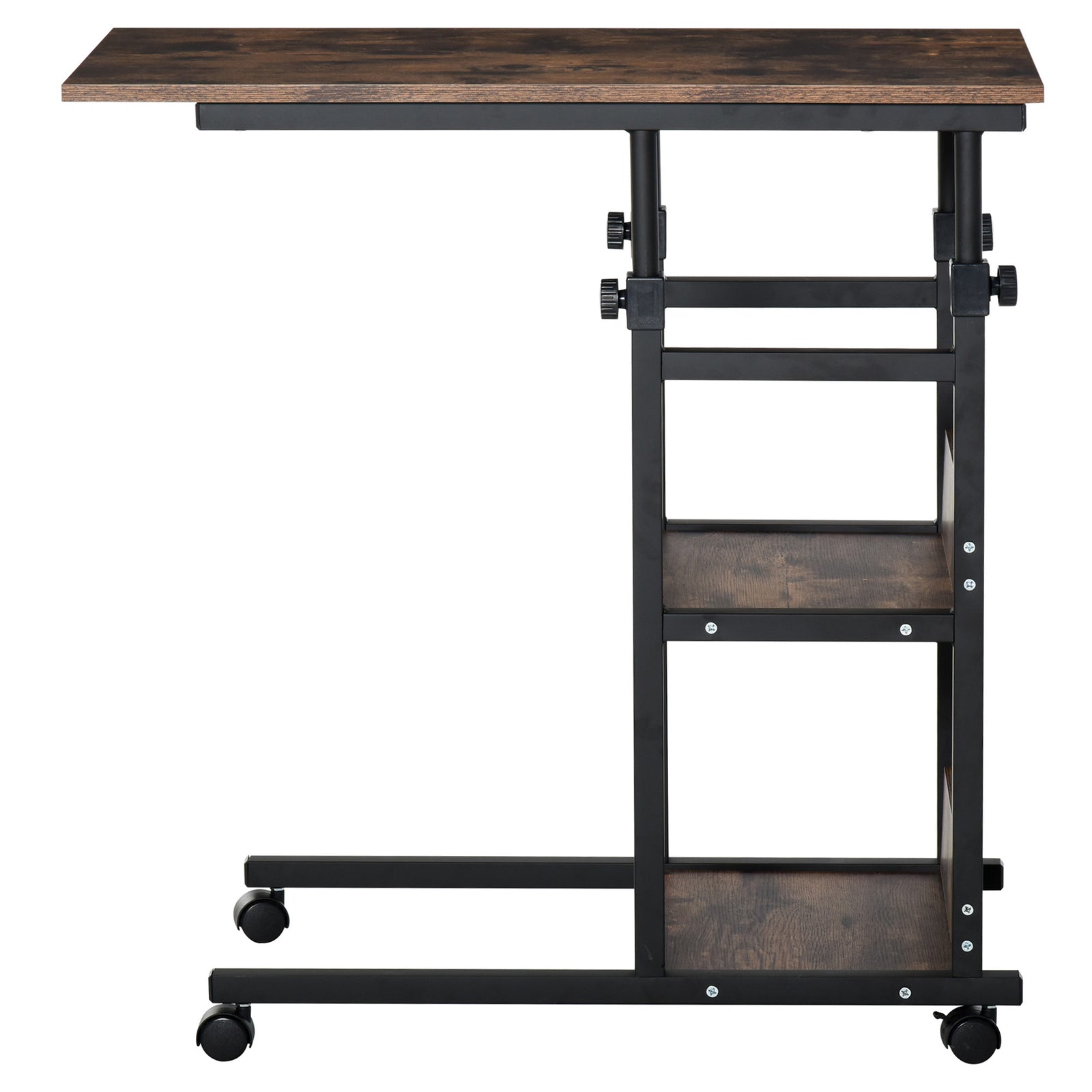 C-shaped Mobile Table, Adjustable Height, 3-tier