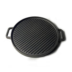 32.5cm Dia Pre-seasoned Double-sided Round Cast Iron Grill Pan