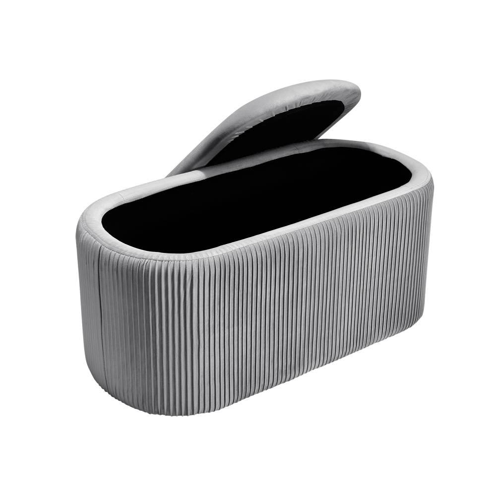 Modern Pleated Storage Ottoman – Lift-up Lid Footstool And Storage Bench, 78 X 38 X 38 Cm