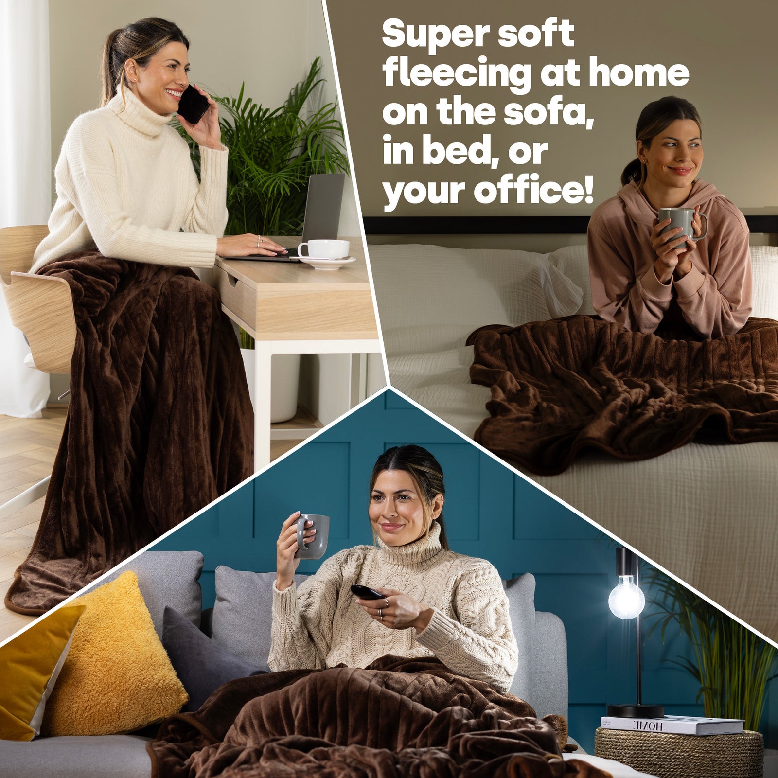 Electric Heated Blanket Chocolate Micro Fleece With 9 Heat Settings