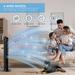 Smart Bladeless 38" Tower Fan 3 Speeds - Remote & Oscillation Feature | Black