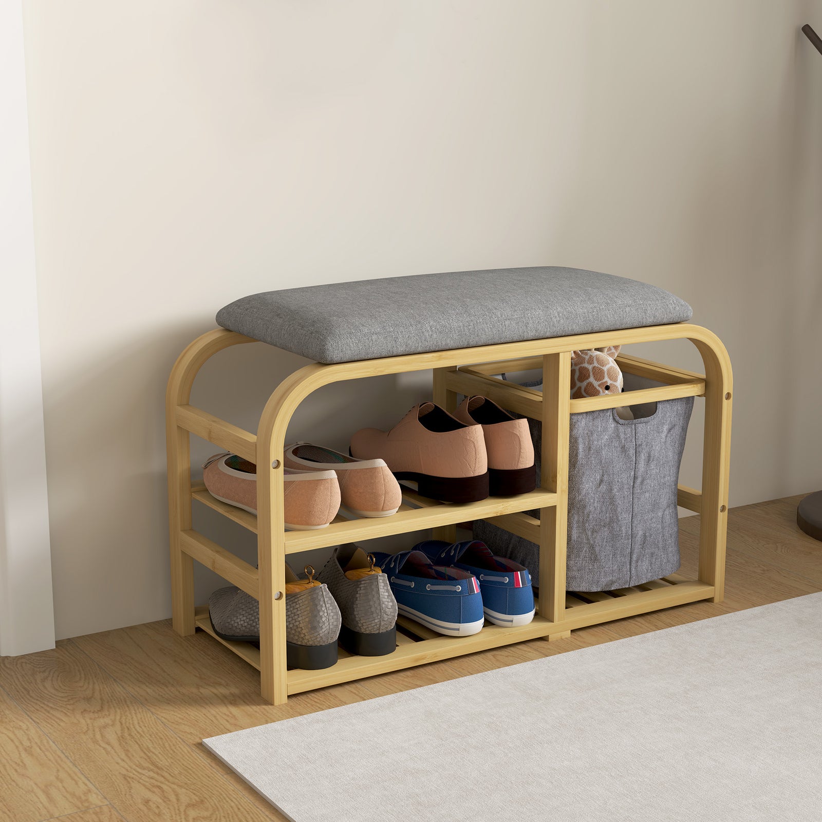 Shoe Rack Bench With Seat For Hallway, Entryway