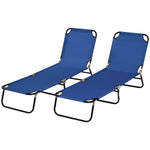 2 Folding Sun Loungers W/ Adjustable Backrest