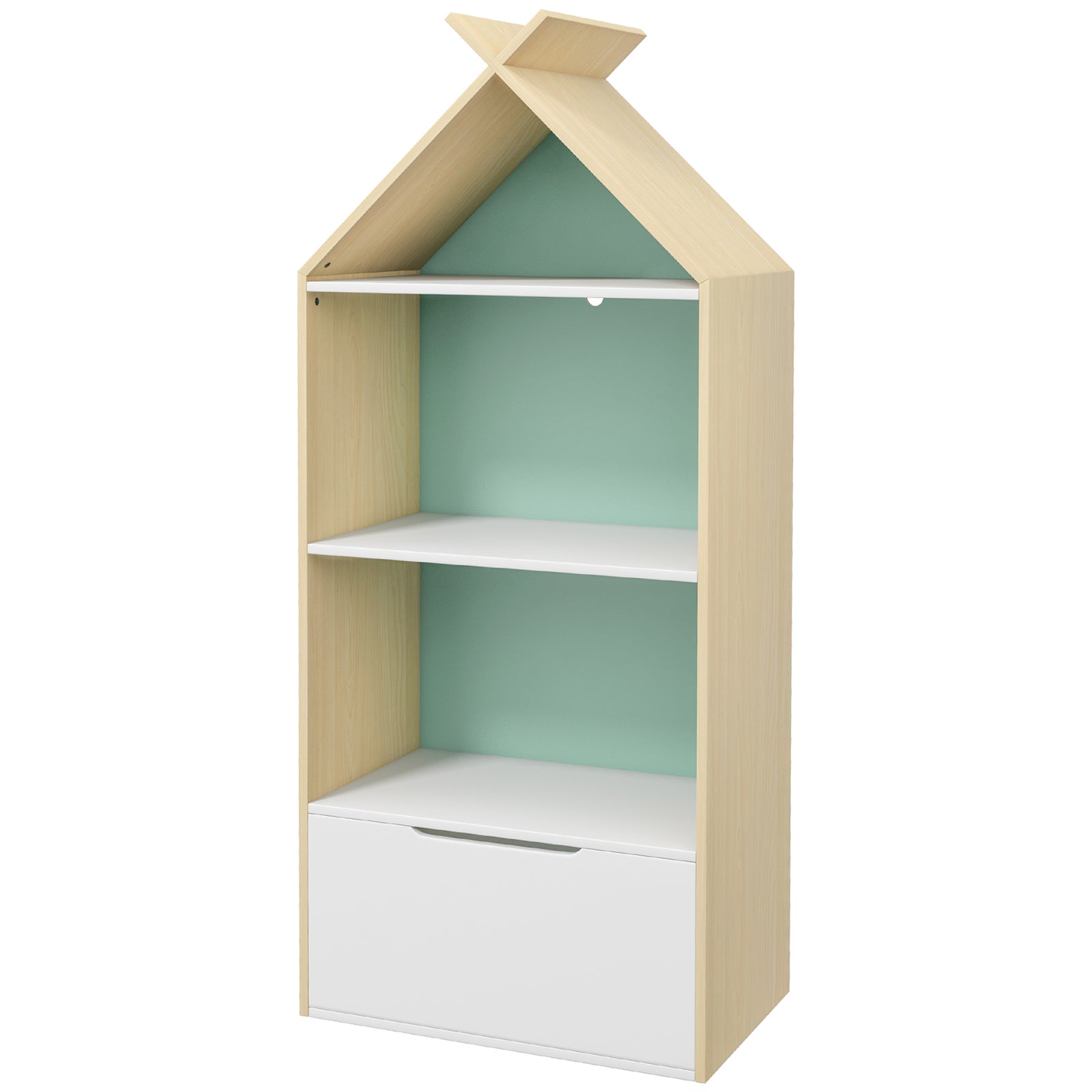 Kids Bookshelf With 3 Shelves, Drawer, Anti-tip Device, For Kids Room