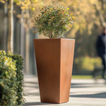 Zinc Galvanised Tall Flared Tapered Square Planter | 30cm x 30cm x 70cm | Copper