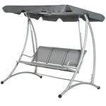 3 Seat Metal Fabric Backyard Balcony Patio Swing Chair | Gray