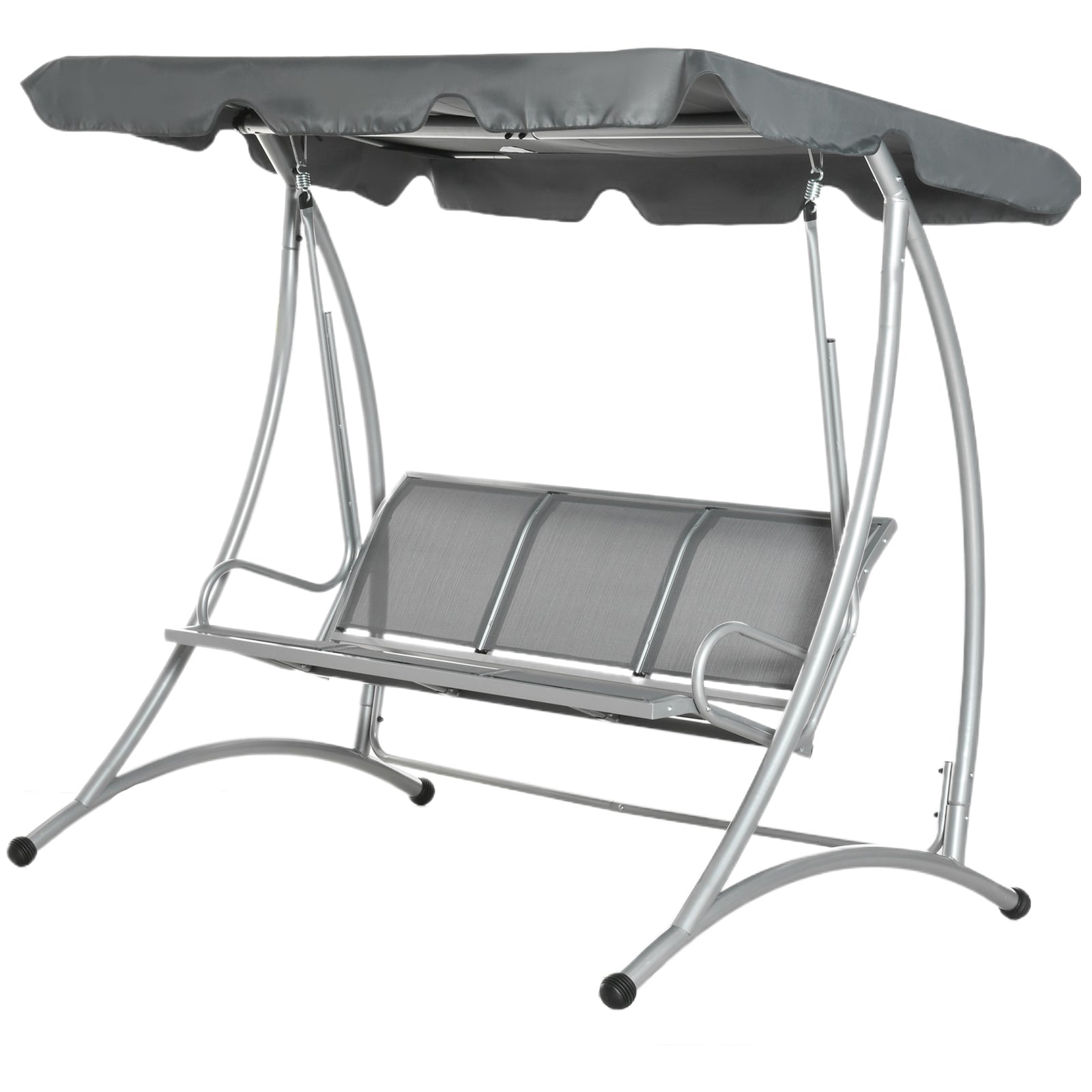 3 Seat Metal Fabric Backyard Balcony Patio Swing Chair | Gray