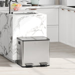 Dual Kitchen Bin Pedal Bin For Recycling And Waste, Silver Tone | M | Silver