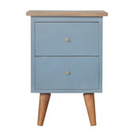 Solid Wood Blue Hand Painted Bedside