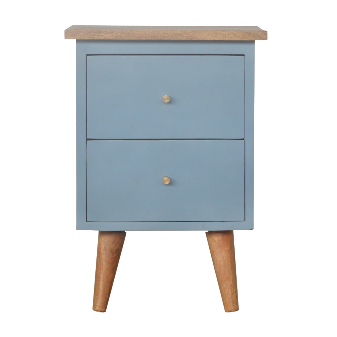 Solid Wood Blue Hand Painted Bedside