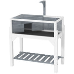 Pawhut Wooden Tortoise House With Storage Shelf, Clear Observation Windows