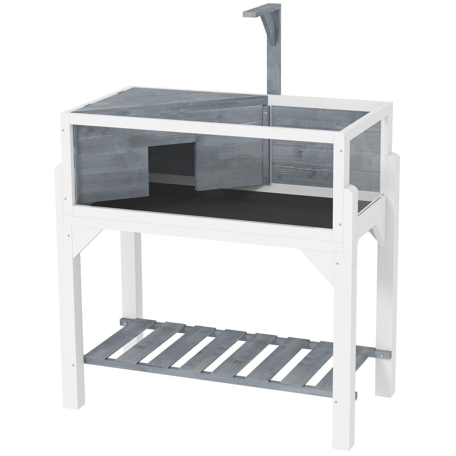 Pawhut Wooden Tortoise House With Storage Shelf, Clear Observation Windows