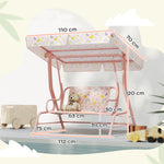 Kids Garden Swing Seat, Outdoor Swing Chair With Adjustable Canopy | Pink