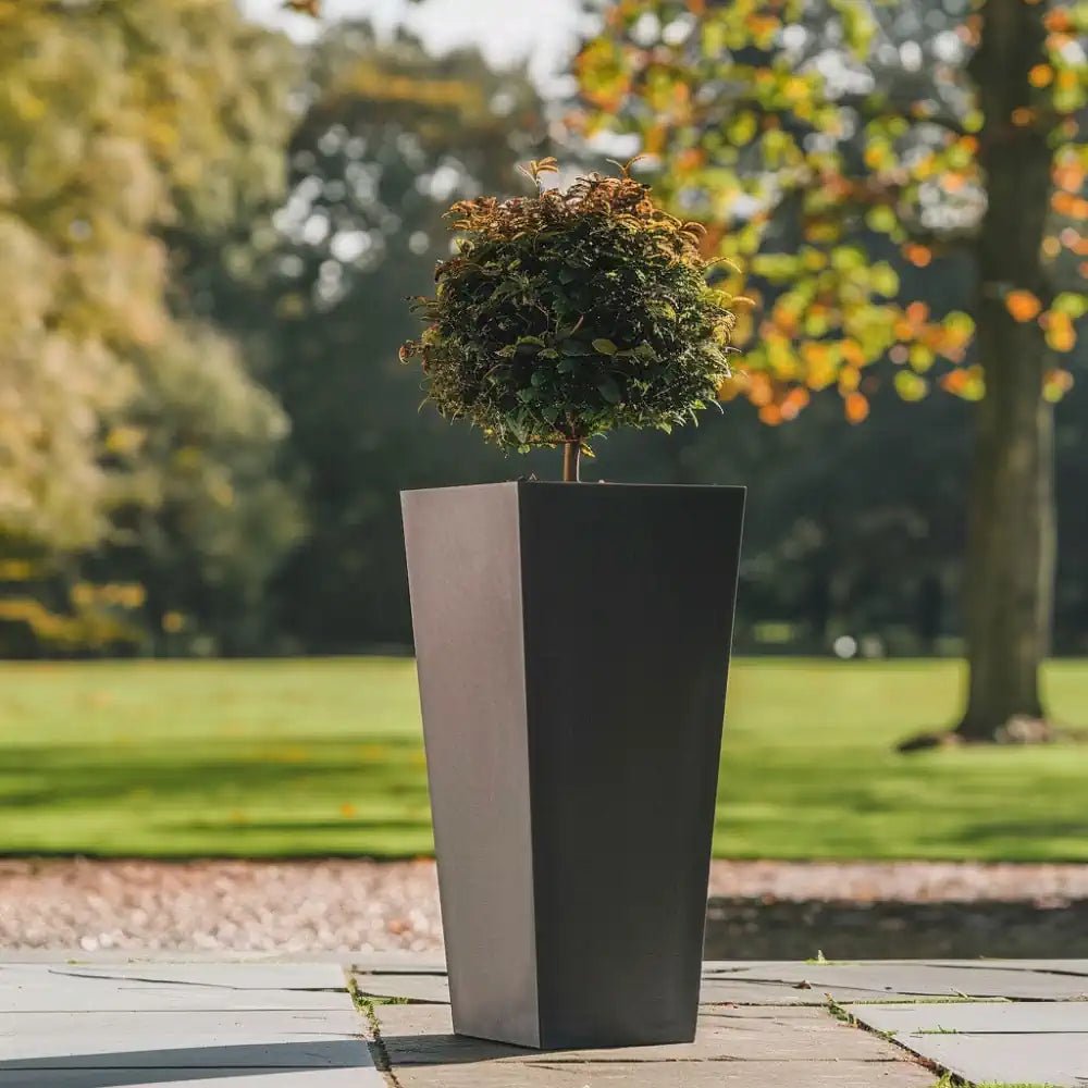 Zinc Galvanised Tall Flared Tapered Square Planter | 40cm x 40cm x 90cm | Gray