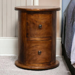 Solid Mango Wood Mini Chestnut 2 Drawer Drum Chest