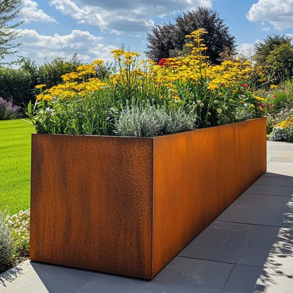 Corten Steel Trough Planter - Pre-rusted | 150cm x 50cm x 50cm | Brown