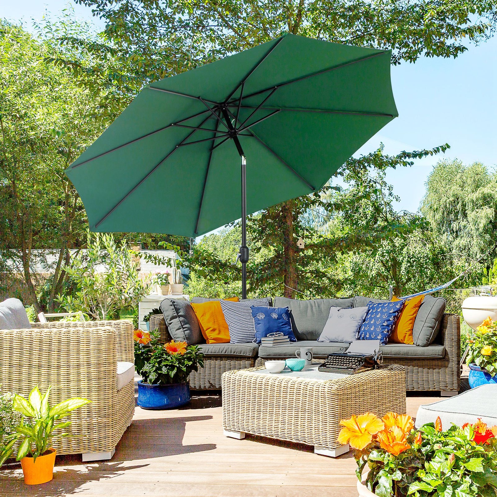 3m Patio Umbrella With Tilt And Crank | Green