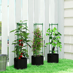 Outsunny 3 Packs Tomato Cages With 83.7l Grow Bags, 120cm Plant Stakes
