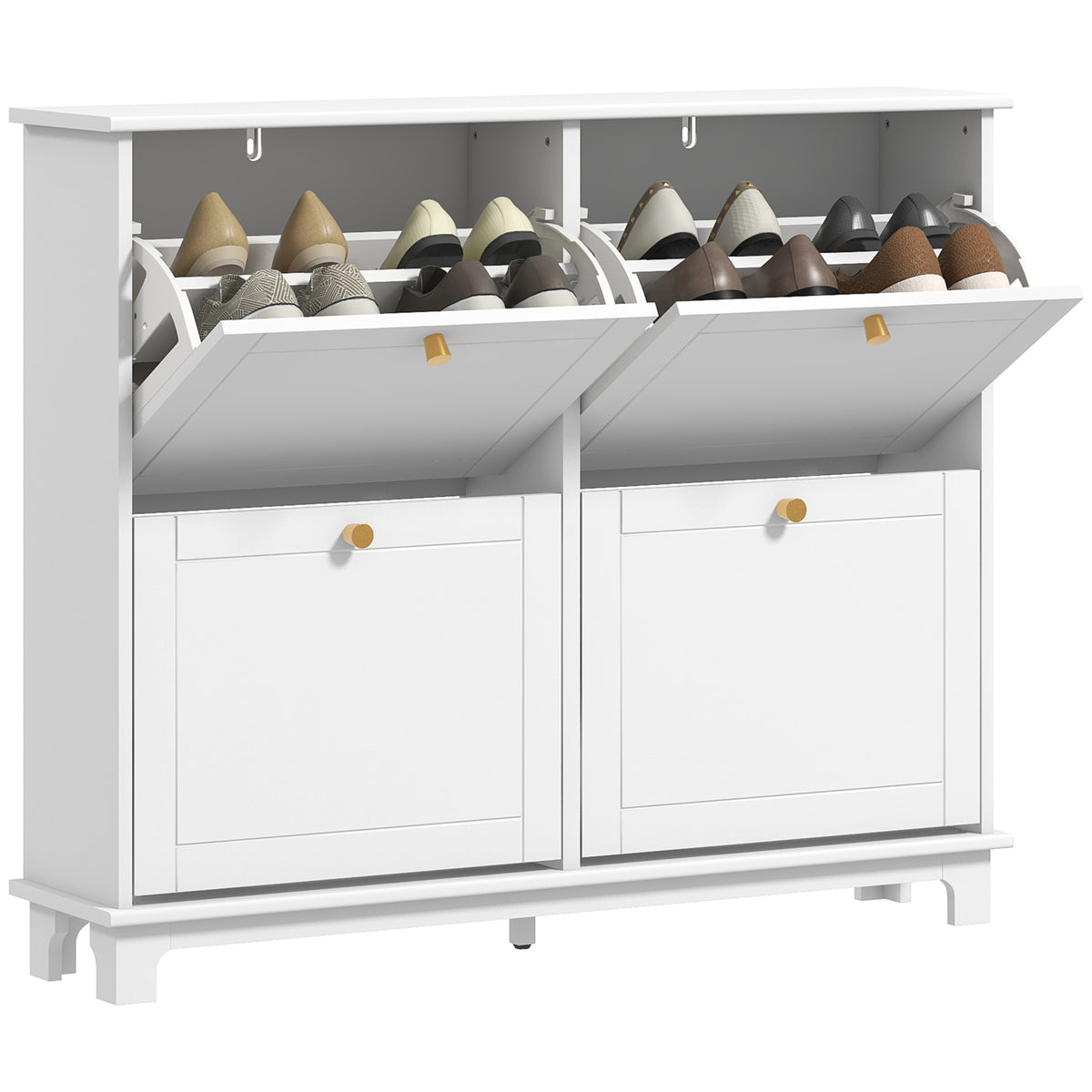 HOMCOM Shoe Cabinet, 4 Flip Drawers Shelves