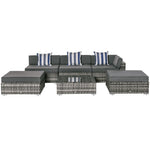 6 Pcs Garden Rattan Sofa Set Sectional Wicker Coffee Table | Gray
