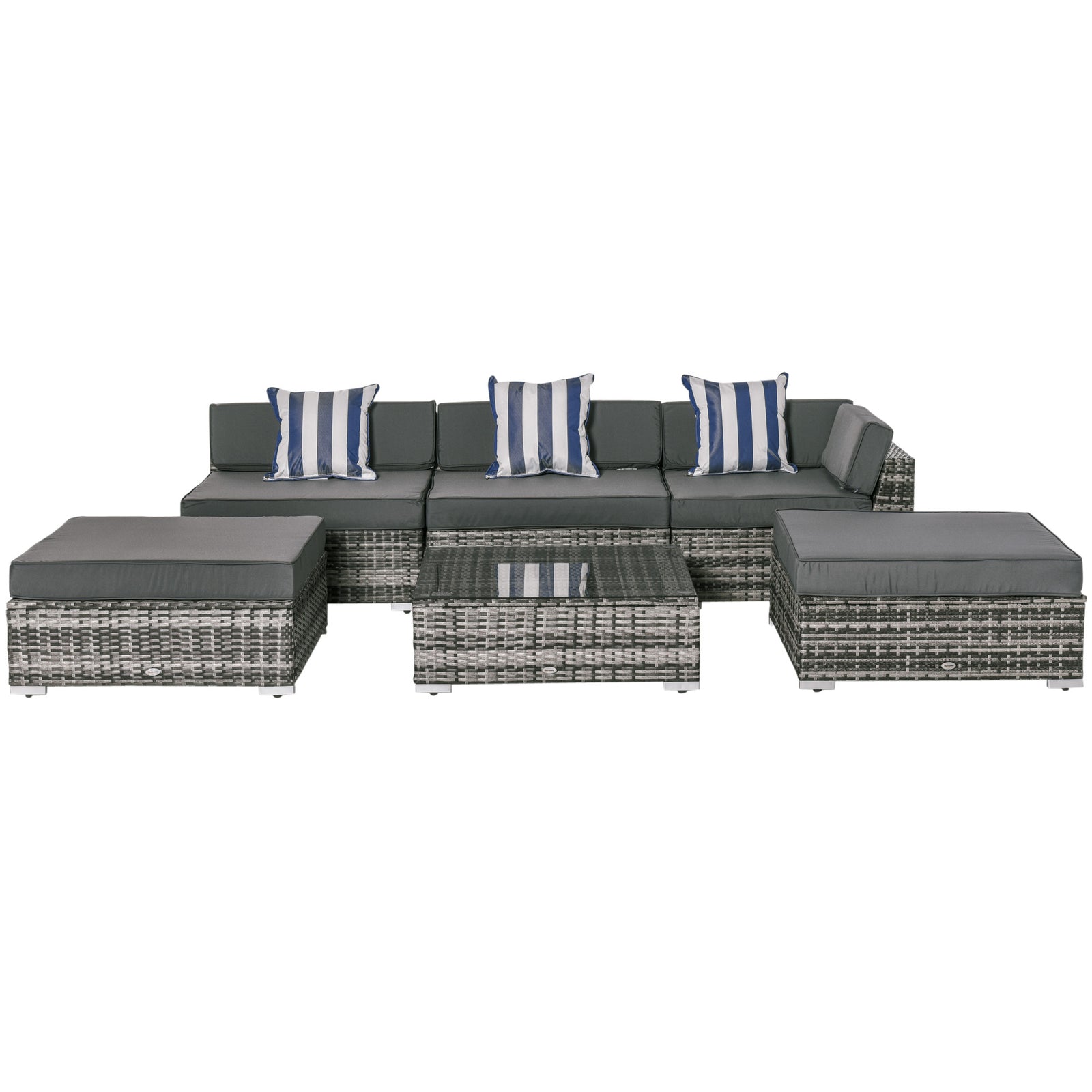 6 Pcs Garden Rattan Sofa Set Sectional Wicker Coffee Table | Gray