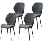 Dining Chairs Set Of 4, Flannel Upholstered Kitchen Chairs | Dark Gray