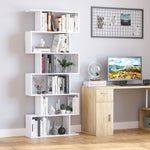 Storage Bookcase 6 Shelves Wood Bookshelf S Shape | One Size | White