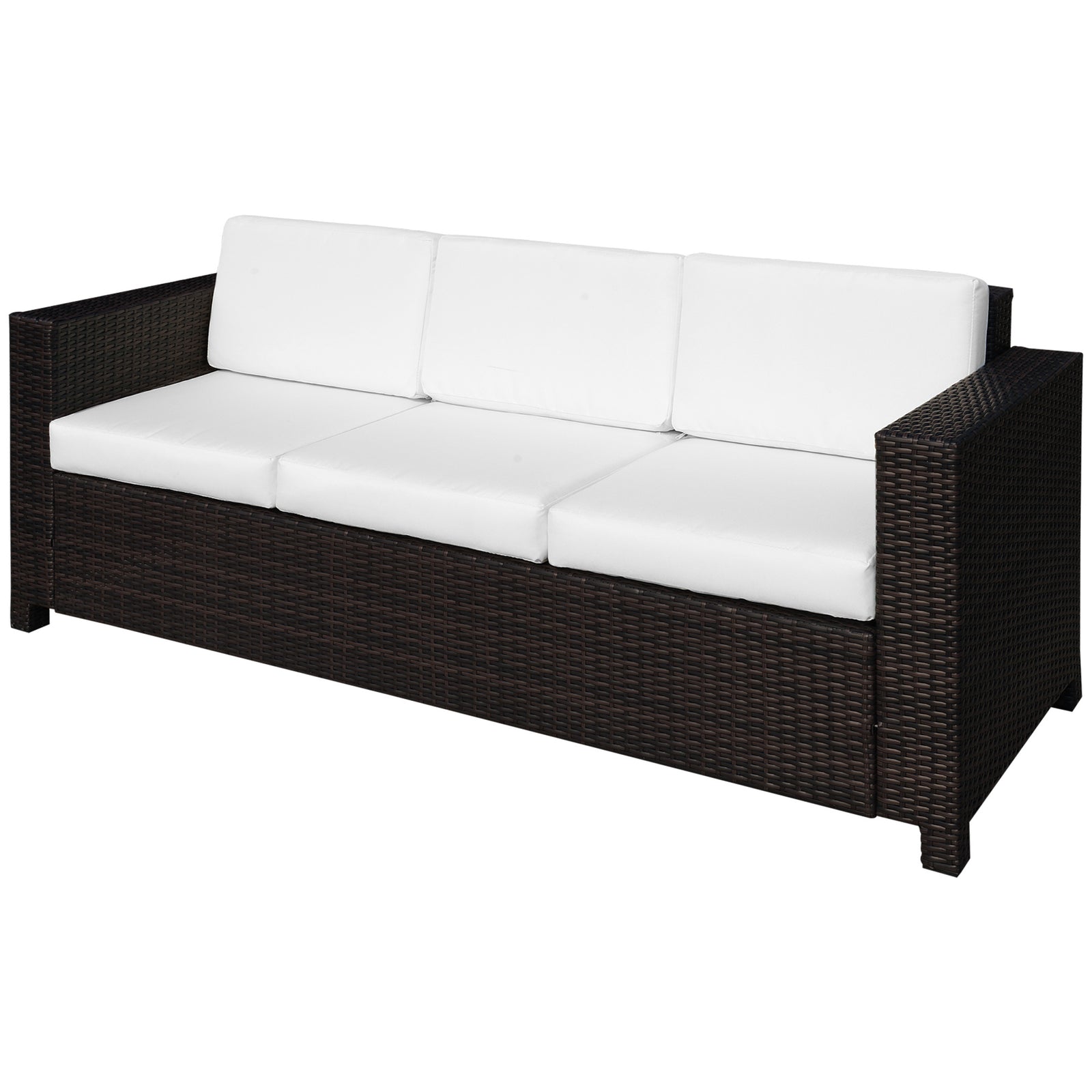 Rattan Garden Furniture Weave Wicker 3-seater Sofa W/cushion | Brown