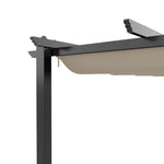 4m X 4m Outdoor Aluminium Pergola With Retractable Roof, Pu-coated Water-resistant Canopy,black Frame Patio Shelter For Garden, Backyard | Beige