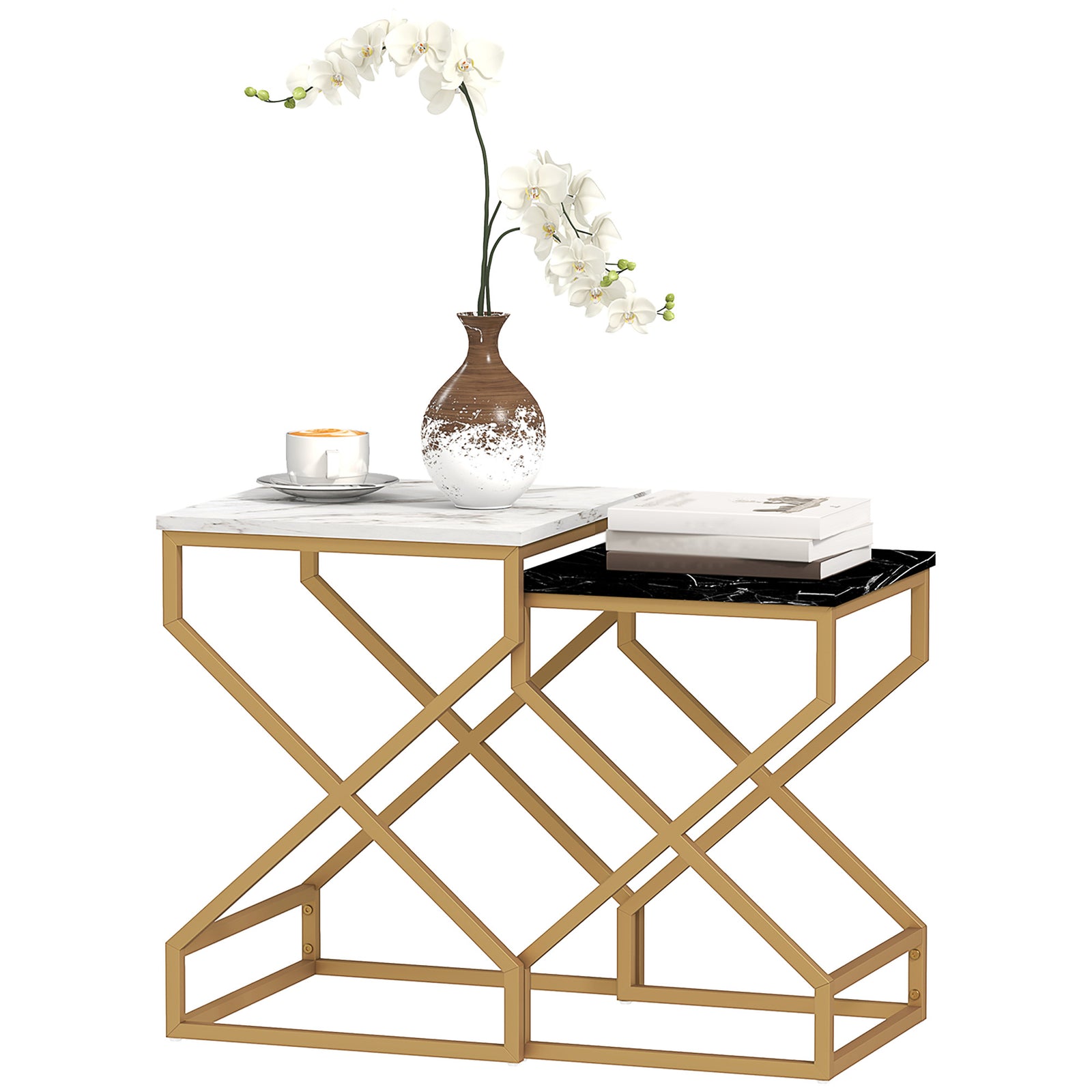 Nest Of Tables, Coffee Table Set With Steel Frame