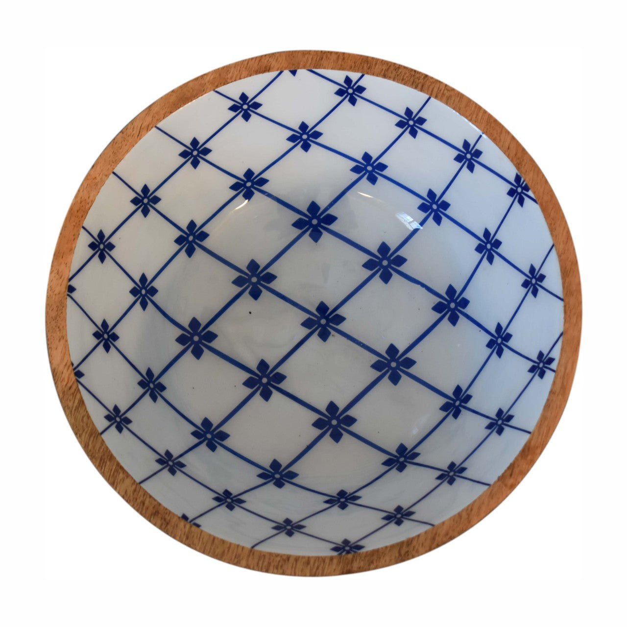 Solid Wood Blue And White Bowl Set Of 2